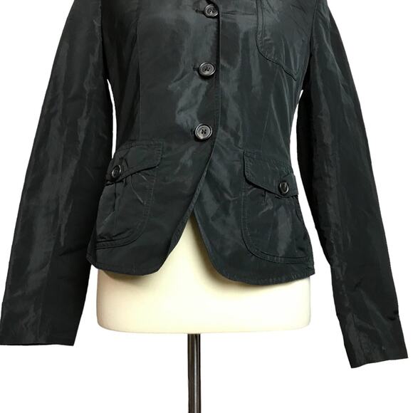 Weekend Max Mara Black Lightweight Casual Button Front Windbreaker Coat Jacket 6 - Picture 3 of 13